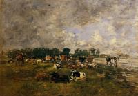 Boudin, Eugene - Cows in a Field